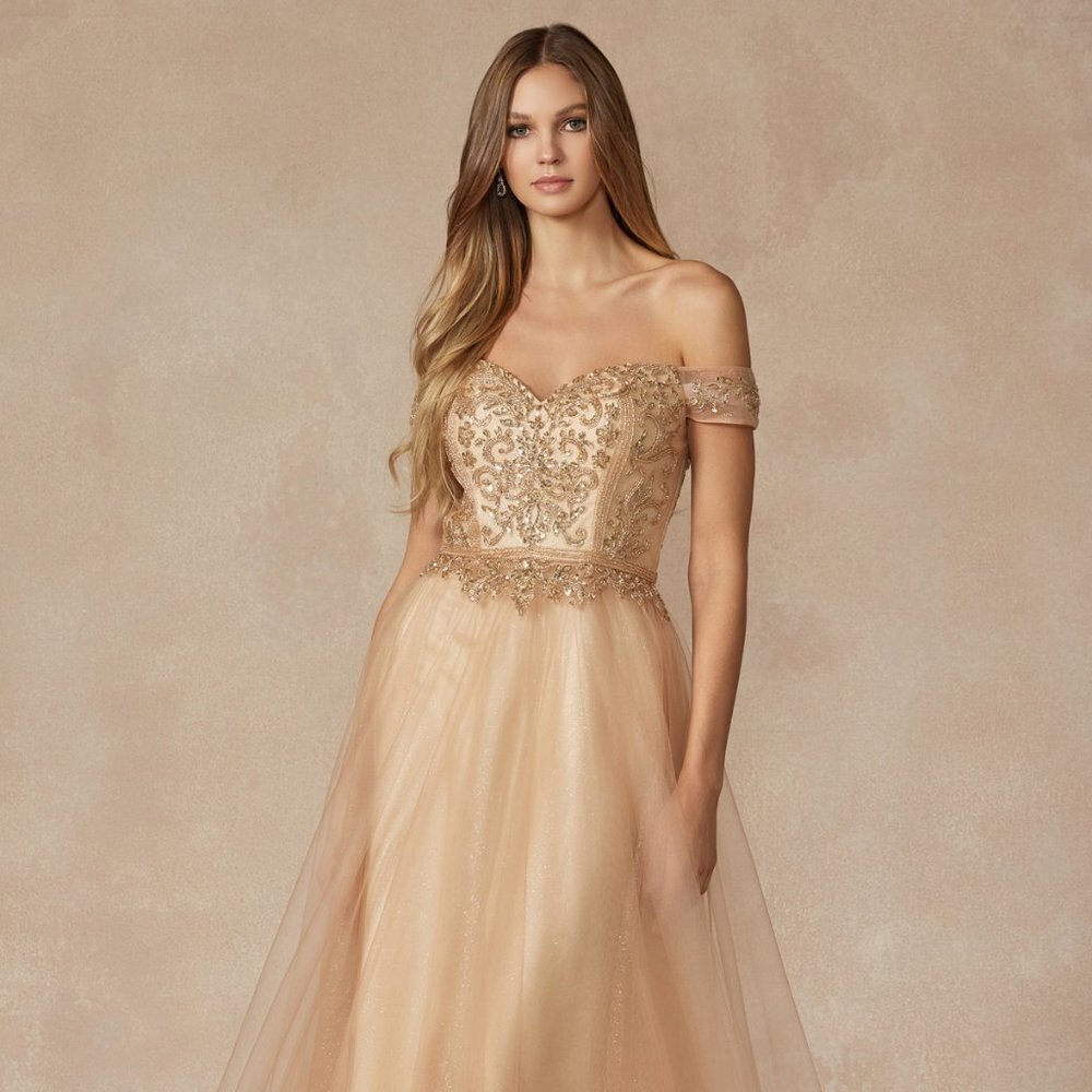 NEW LONG SLEEVELESS POLYESTER DERSS EMBROIDERED WITH SPARKLING SEQUINS JT 287